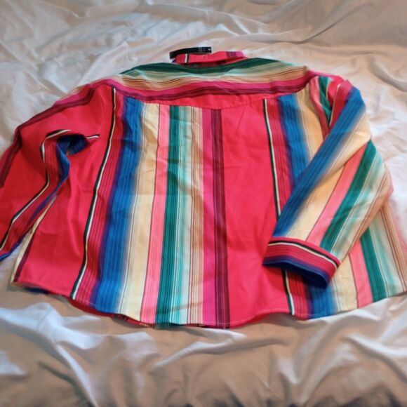 Lucky & Blessed 3XL L/S Snap Up Shirt Colorful Strip Color Way NWT Western - Picture 4 of 8